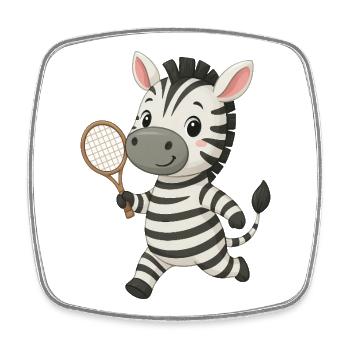 Zèbre mignon jouant au tennis enfants joie - Magnet carré - blanc - Devant