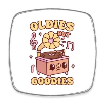 Süße Grammophon Oldies Aber Leckereien Retro - Viereckiger Kühlschrankmagnet - Weiß - Vorne