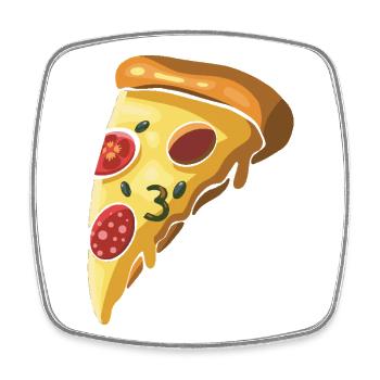 Pizza Italy Cheese Cartoon Illustration - Square fridge magnet - white - Front