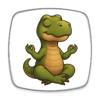 Dino T-Rex Dinosaure Yoga Méditation Relax - Magnet carré - blanc - Devant