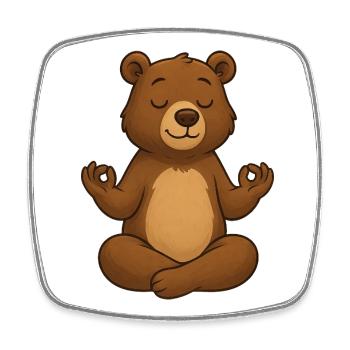 Süßer Bär Yoga Entspannung Chill Meditation Relax - Viereckiger Kühlschrankmagnet - Weiß - Vorne