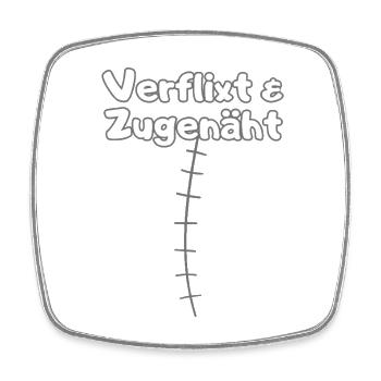 Verflixt & Zugenäht – Narbenstolz-Shirt - Viereckiger Kühlschrankmagnet - Weiß - Vorne
