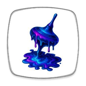 Toupie fondante bleu violet - Magnet carré - blanc - Devant