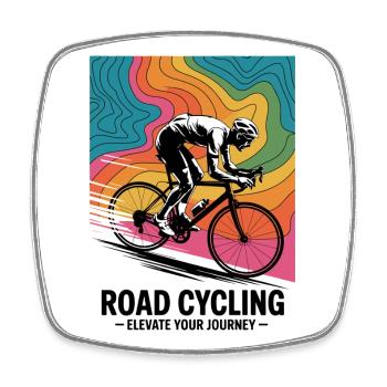 1970s Road Cycling – Retro Map Tee - Square fridge magnet - white - Front