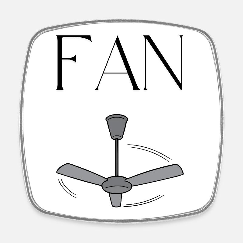 "FAN" mit Deckenventilator – Minimalistisches Wort - Viereckiger Kühlschrankmagnet - Weiß