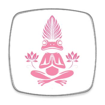 Yoga Frosch - Meditierender Frosch mit Lotus - Viereckiger Kühlschrankmagnet - Weiß - Vorne