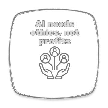 AI Needs Ethics Not Profits - Statement Fashion - Square fridge magnet - white - Front