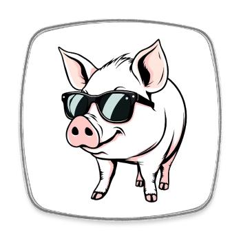 Cochon - Magnet carré - blanc - Devant