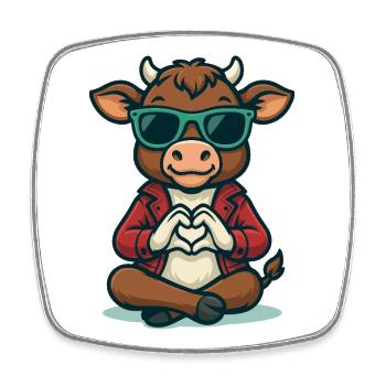 Style d’amour du veau - Magnet carré - blanc - Devant