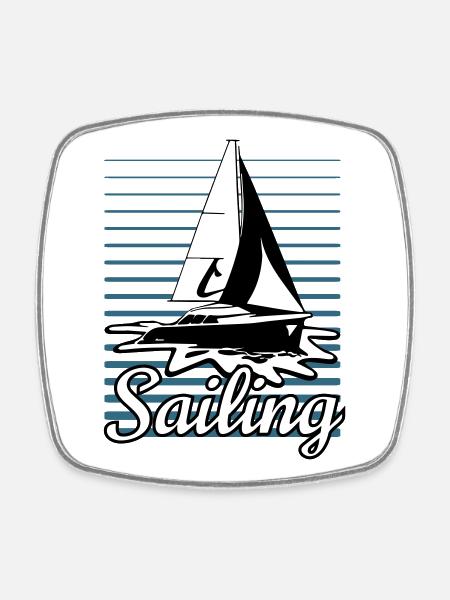 Sailboat 002 - Square fridge magnet - white