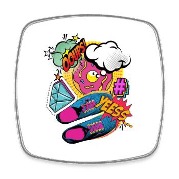 YEESS! - Colorful pop art & comic book explosion - Magnet carré - blanc - Devant
