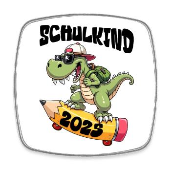Schulkind Alligator mit Skateboard 2025 - Viereckiger Kühlschrankmagnet - Weiß - Vorne