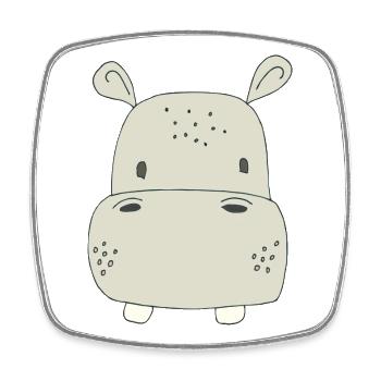 Motif hippopotame ludique pour les enfants - Magnet carré - blanc - Devant