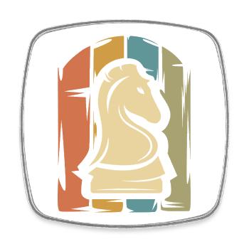 vintage chess illustration - knight logo club - Square fridge magnet - white - Front