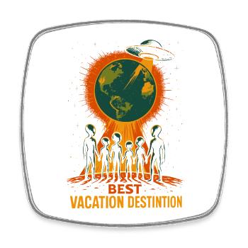 T-shirt d’aventure familiale cosmique - Magnet carré - blanc - Devant