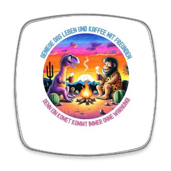 Camping de dinosaures et de lions - Magnet carré - blanc - Devant