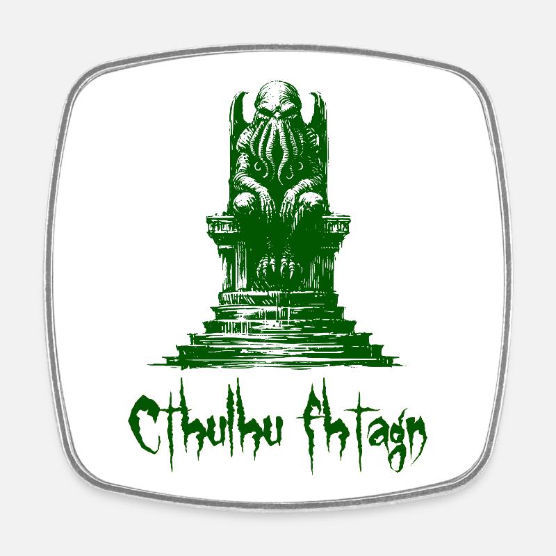 Statue von Cthulhu - Viereckiger Kühlschrankmagnet - Weiß