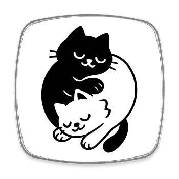 Ying-Yang Cats #2 - Square fridge magnet - white - Front