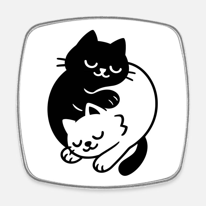 Ying-Yang Cats #2 - Square fridge magnet - white