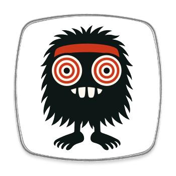 Zottel Monster mit Hypno-Augen - Viereckiger Kühlschrankmagnet - Weiß - Vorne