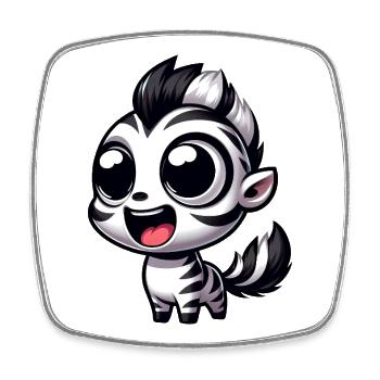 Kawaii Zebra Cartoon for Kids and Parents Safari - Square fridge magnet - white - Front