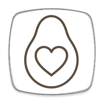 Avocado Love – Minimalistisches Herz-Design - Viereckiger Kühlschrankmagnet - Weiß - Vorne
