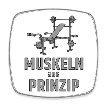 Muscles on principle - weight bench - Square fridge magnet - white - Front