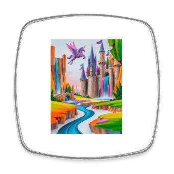 Château Enchanté Multicolore Fantaisie - Magnet carré - blanc - Devant