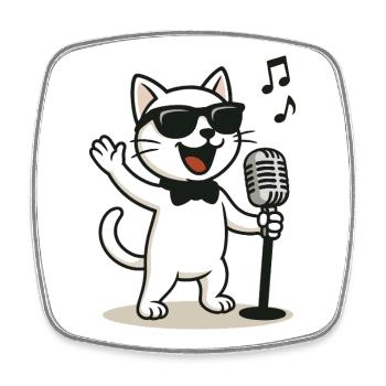 Rock'n'Roll Kitty - Square fridge magnet - white - Front