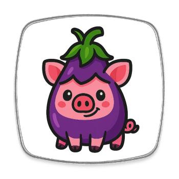 Cochon Gina - Magnet carré - blanc - Devant