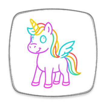 Süßes Pegasus Einhorn | Neon Design Fantasymotiv - Viereckiger Kühlschrankmagnet - Weiß - Vorne