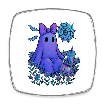 Halloween süßer schillernder Geist, Halloween Kürbis - Viereckiger Kühlschrankmagnet - Weiß - Vorne