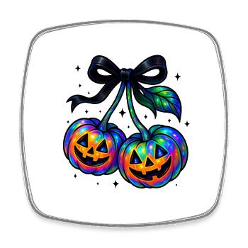 Iridescent Cherry Pumpkins, Halloween Pumpkins - Square fridge magnet - white - Front