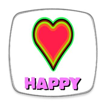 Glowing heart with happiness symbolism - Square fridge magnet - white - Front