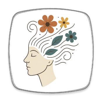 Nature Illustration with Flowers and Leaves - Square fridge magnet - white - Front