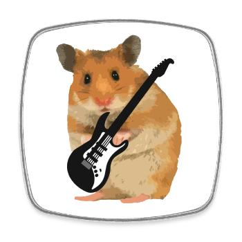 hamster guitar rock music - Square fridge magnet - white - Front