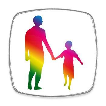 Vater und Sohn Hand in Hand - Viereckiger Kühlschrankmagnet - Weiß - Vorne