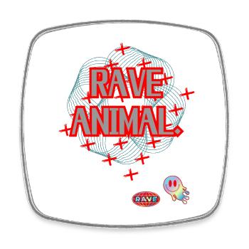 RAVE ANIMAL – Techno Streetwear Design - Magnet carré - blanc - Devant