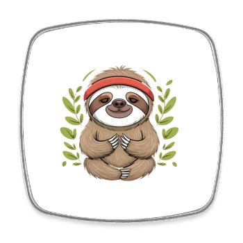 Soulfully Half Awake Sloth Design - Square fridge magnet - white - Front