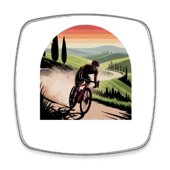 Strade Bianche Kunst Radfahren Toskana - Viereckiger Kühlschrankmagnet - Weiß - Vorne