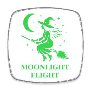Hexe fliegt bei Mondlicht durch die Nacht - Viereckiger Kühlschrankmagnet - Weiß - Vorne