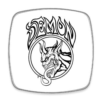 Dämon – Höllische Strichzeichnung Illustration - Viereckiger Kühlschrankmagnet - Weiß - Vorne