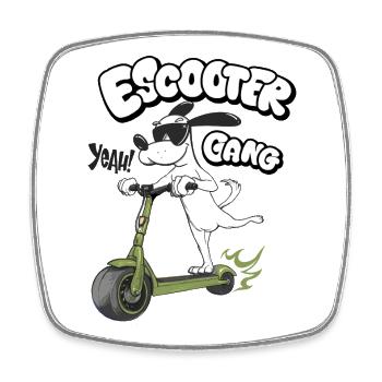 E Scooter Gang Humor Illustration - Viereckiger Kühlschrankmagnet - Weiß - Vorne