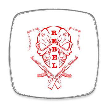 "REBEL EYES – Fearless Expression" rot - Viereckiger Kühlschrankmagnet - Weiß - Vorne