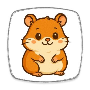Hamster - Magnet carré - blanc - Devant
