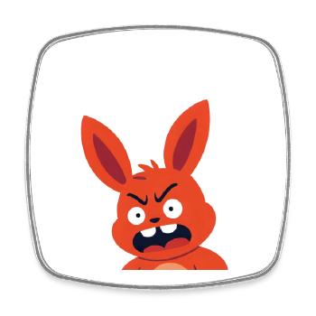 Angry Red Bunny Cartoon - Square fridge magnet - white - Front