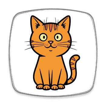Verspielte Katzenillustration für Kinder - Viereckiger Kühlschrankmagnet - Weiß - Vorne