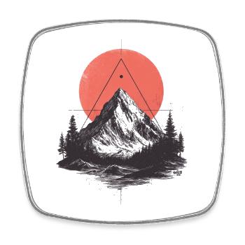T Shirt Design Hinking and Mountains - Square fridge magnet - white - Front