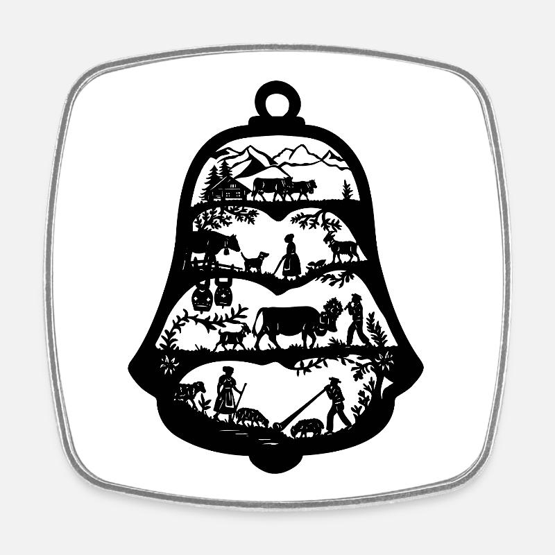 Alpenglocke_black - Square fridge magnet - white