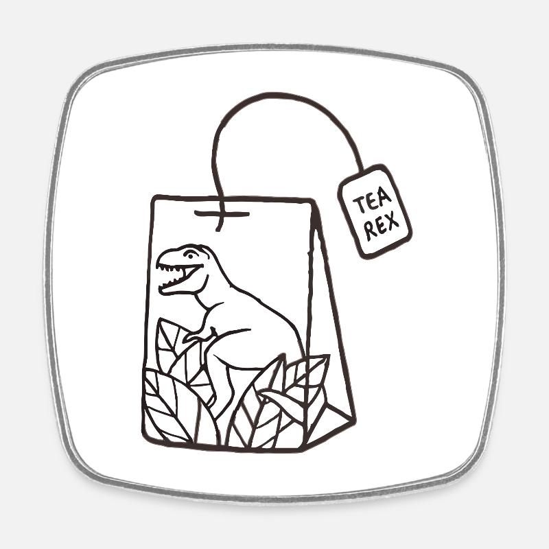 Dinosaur Tea Bag Design - Square fridge magnet - white